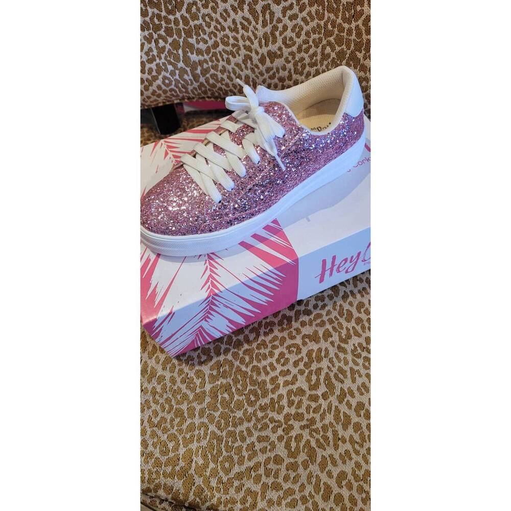 Corkys Pink Glitter Platform Sneakers